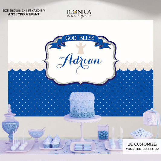 First Communion Backdrop, Little Angel theme, Baptism Banner, Religious Banner, Any color - Printed Free Shipping BFC0007