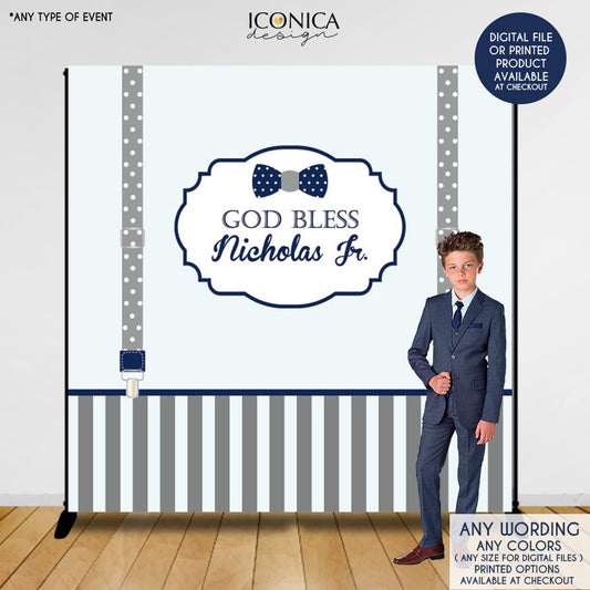 Baptism Banner Decor, Little Man Banner,Religious Backdrop Bowtie Banner Any Color, Any Event Printed Bbp0003