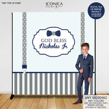 Load image into Gallery viewer, Baptism Banner Decor, Little Man Banner,Religious Backdrop Bowtie Banner Any Color, Any Event Printed Bbp0003
