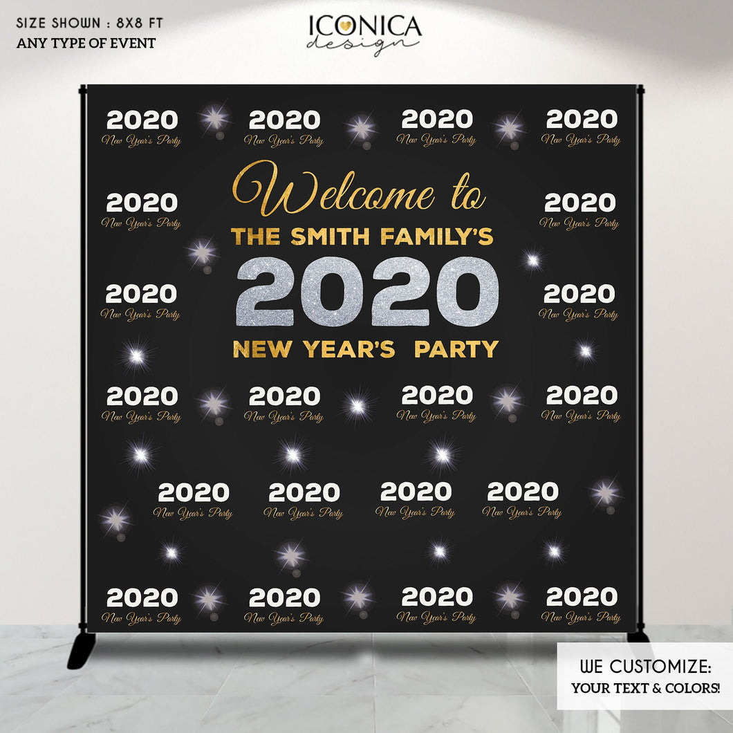 NYE PARTY New Year's Eve party Photo Booth Backdrop, Black and Faux Gold Rose backdrop, any type of event, Printed or Printable File BHO0021