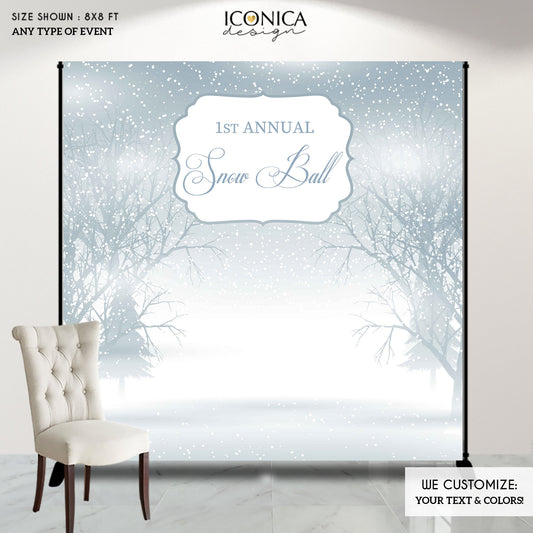 Winter Wonderland Backdrop,Holiday Party,Winter Photo Backdrop, Snow Ball Backdrop, Printed BHO0026
