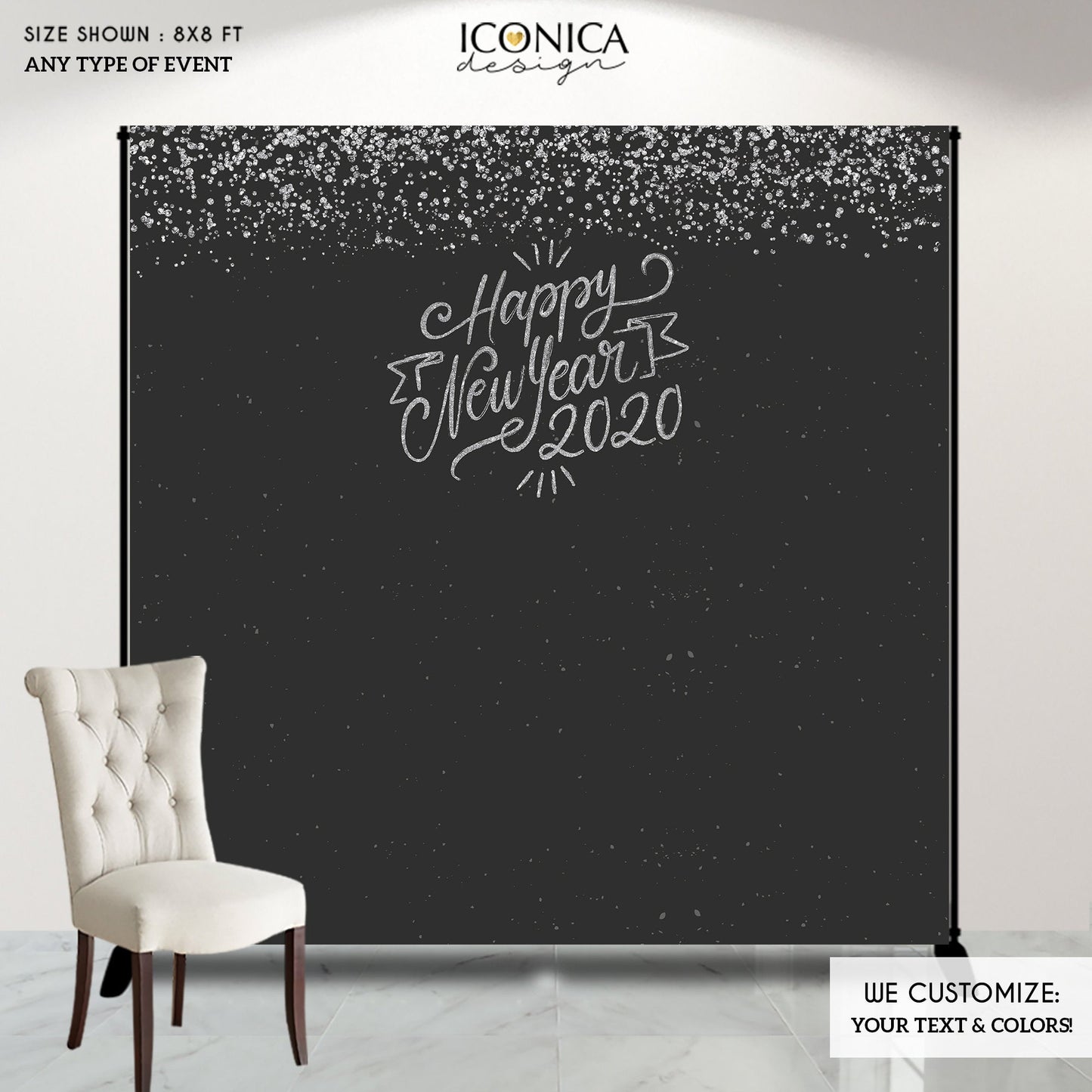 New Year’s Eve Party Decorations,New Year's Eve party Photo Booth Backdrop,New Year’s Eve Decorations,Gold NYE PARTY Decor BHO0035