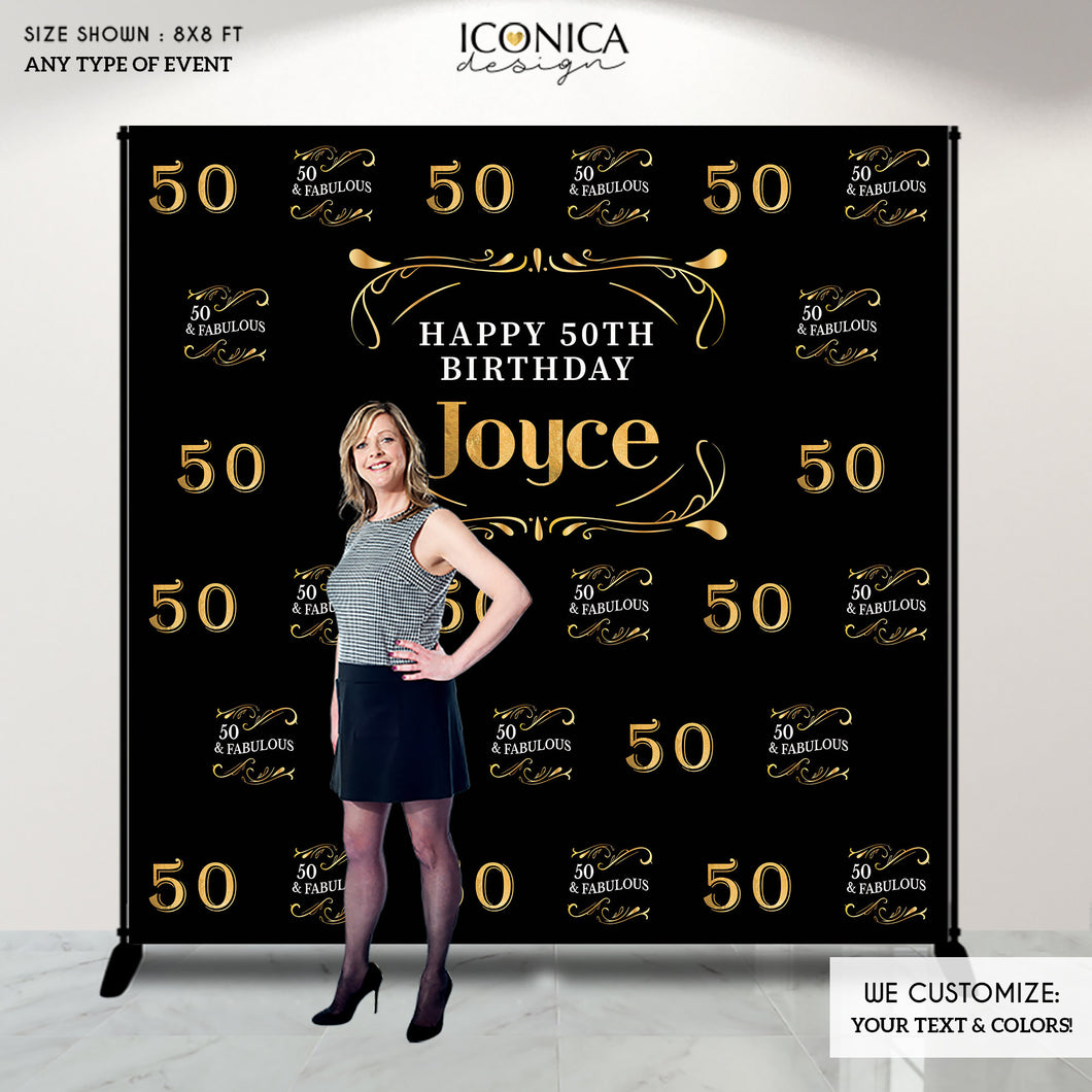 50th Birthday Backdrop, 50 and Fabulous Custom Step And Repeat Backdrop, Milestone Birthday Backdrop, Aged to Perfection Personalized birthday BBD0126