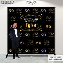 Load image into Gallery viewer, 50th Birthday Backdrop, 50 and Fabulous Custom Step And Repeat Backdrop, Milestone Birthday Backdrop, Aged to Perfection Personalized birthday BBD0126
