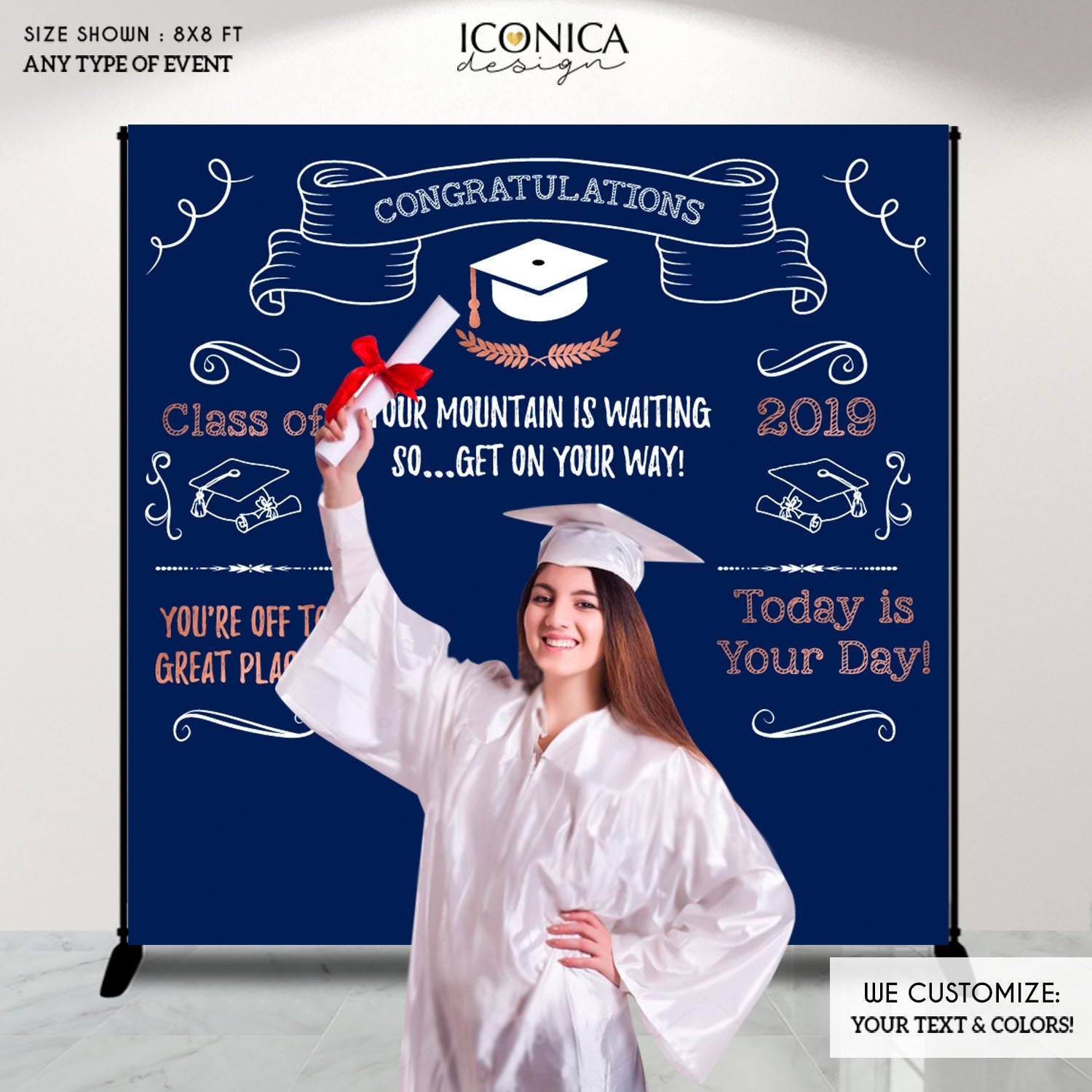 Graduation Party Photo Booth Backdrop, Congrats Grad... – Iconica Design