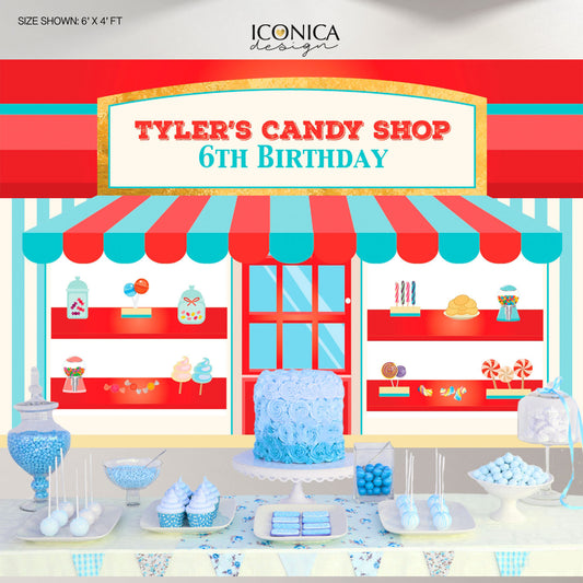 Candyland backdrop,Bakery Backdrop,Candy Shop Backdrop,Sweet Shoppe Backdrop,Candy Shop Birthday,Baking party decor BBD0156