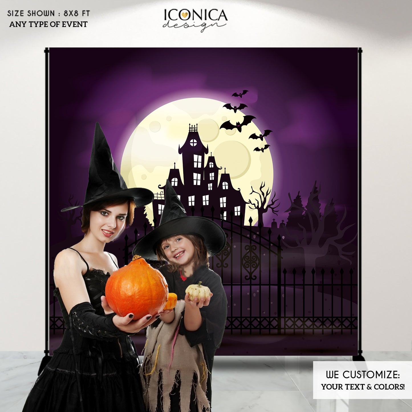Halloween Party Photo Booth Backdrop,Halloween Party Decor,Haunted House Backdrop,Spooky backdrop, cemetery banner