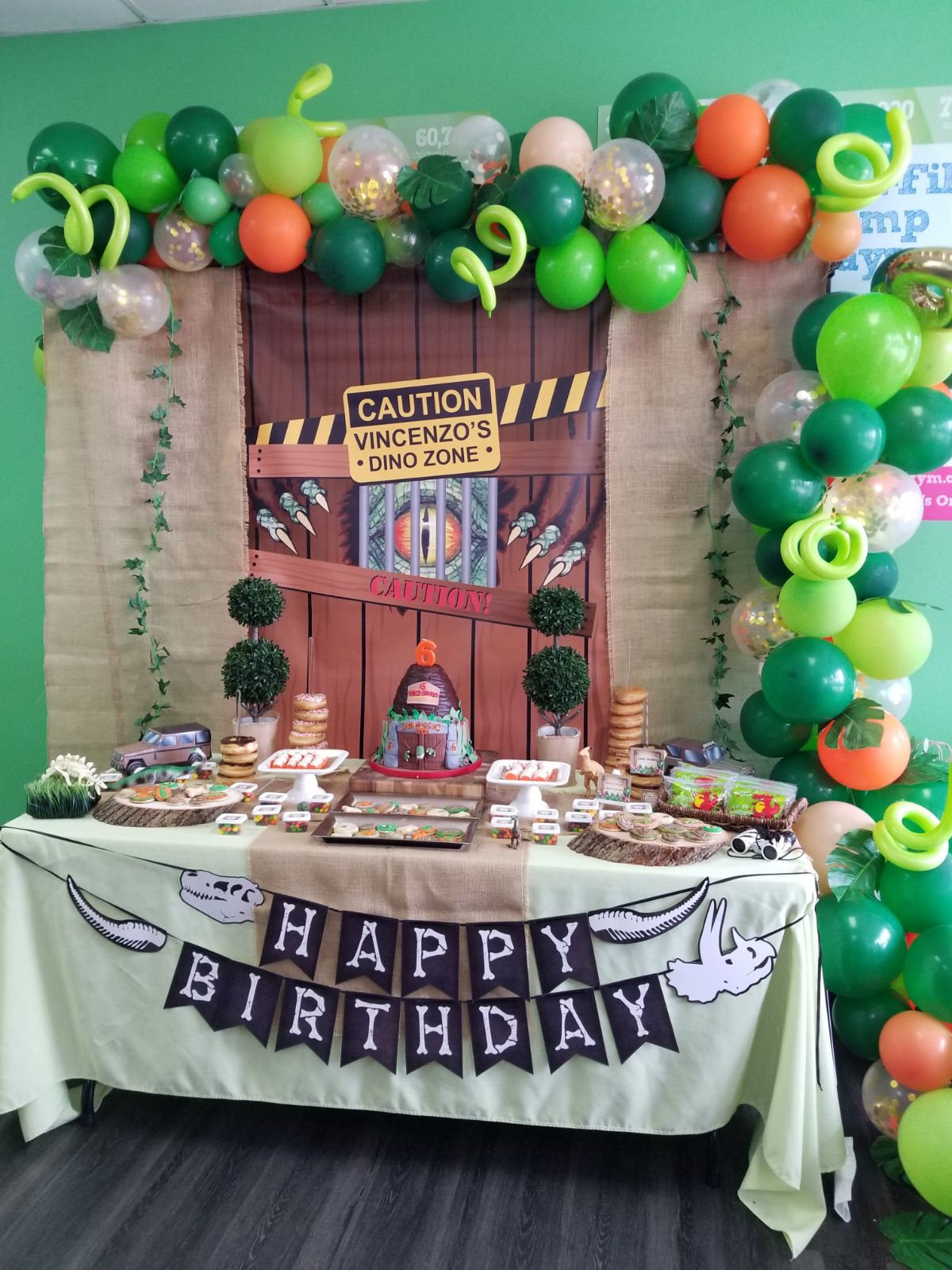 Dinosaur Backdrop, Dinosaur Party Backdrop, Scary Dino Backdrop, dinosaur birthday backdrop, Caution Dino Zone Banner