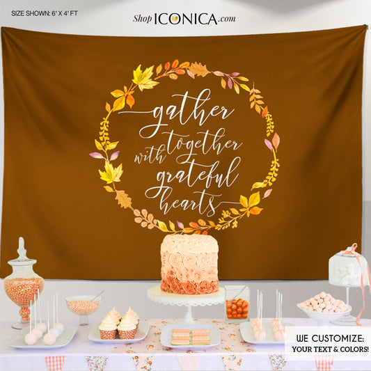 Thanksgiving Backdrop,Fall Party,Personalized Thanksgiving Dinner Decor,Thanksgiving Feast Banner,Thanksgiving Decor BHO0040