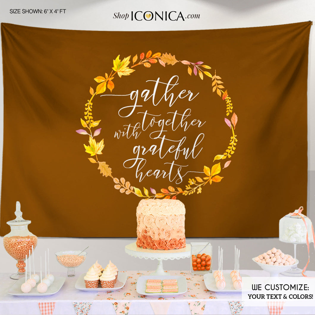 Thanksgiving Backdrop,Fall Party,Personalized Thanksgiving Dinner Decor,Thanksgiving Feast Banner,Thanksgiving Decor BHO0040
