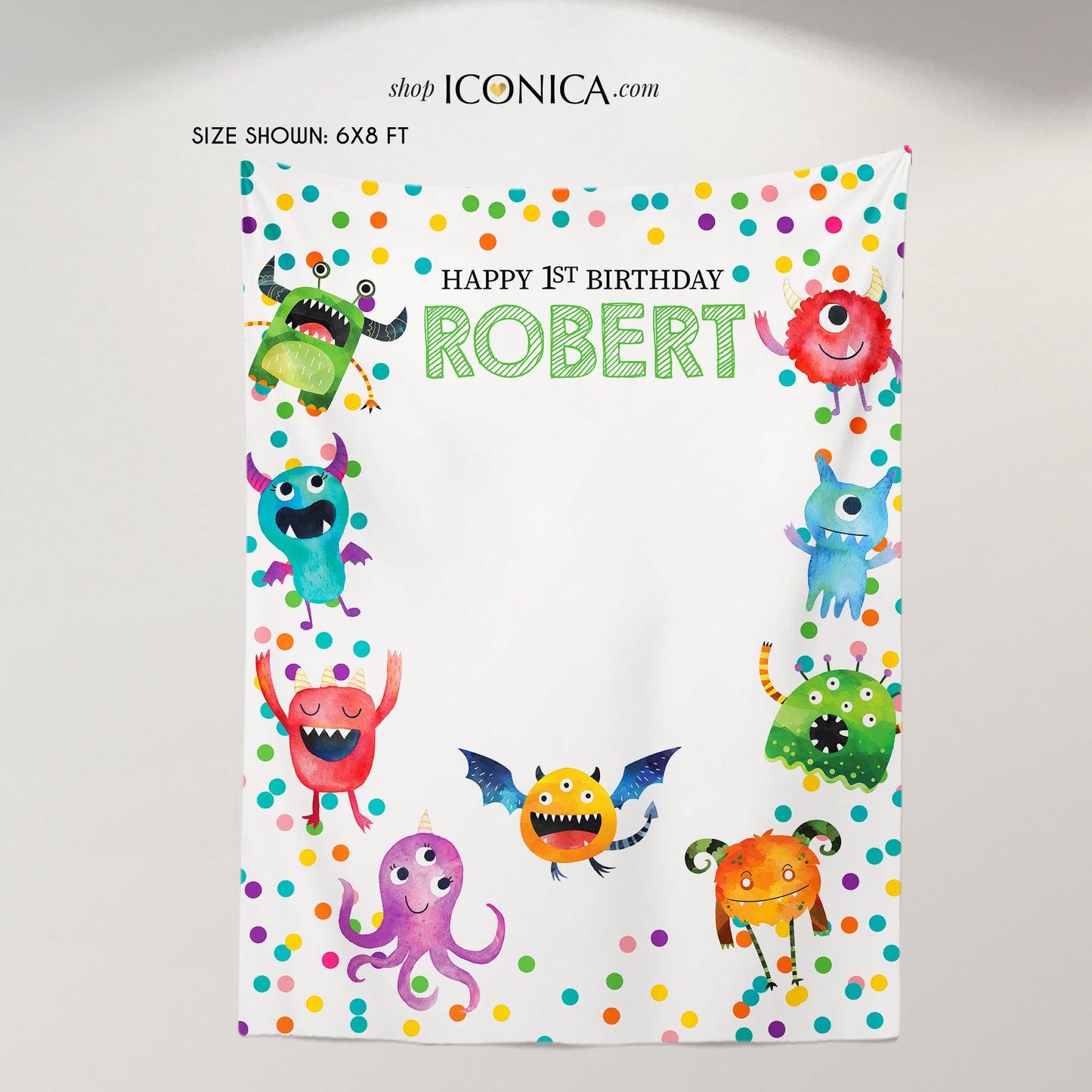Monster Party Backdrop,Halloween Party Backdrop,Personalized Monster 1st Birthday Decor,Personalized Monster Banner, Printed Backdrop