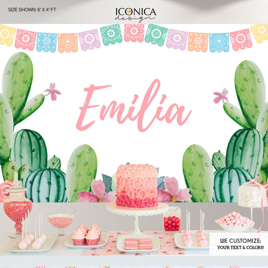 Cactus Party Backdrop, Bridal Shower Fiesta,Cactus Desert Party,Cinco de Mayo,Watercolor,Mexican Theme, Printed BBD0134