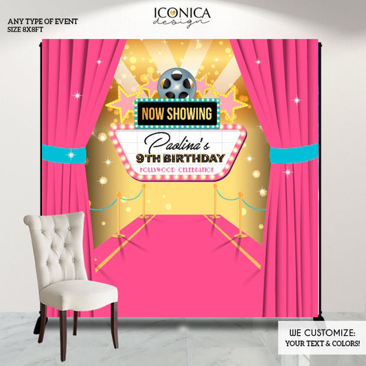 Hollywood Party Backdrop,Personalized Movie Star backdrop,Movie Birthday,Red carpet, Movie Party Photo Booth