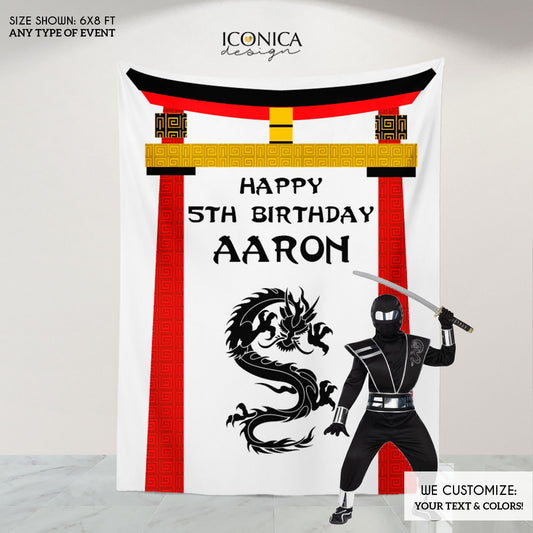 Ninja Backdrop, Ninja Birthday Party Backdrop, Temple backdrop, Dragon Backdrop, First Birthday Party, Ninja Banner, Ninja Birthday, Bbd0048