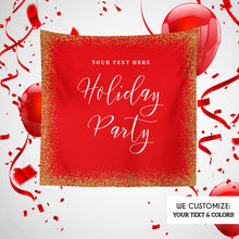 Load image into Gallery viewer, Holiday Party Photo Backdrop,Christmas Party backdrop,Red and Gold Backdrop,Happy Holidays, Printed BHO0008
