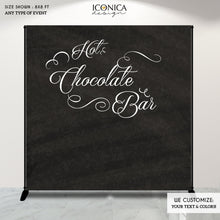 Load image into Gallery viewer, Hot Chocolate Bar Banner, Holiday Party Backdrop, Winter Party Chalkboard Background, Christmas Party, Printed BHO0018
