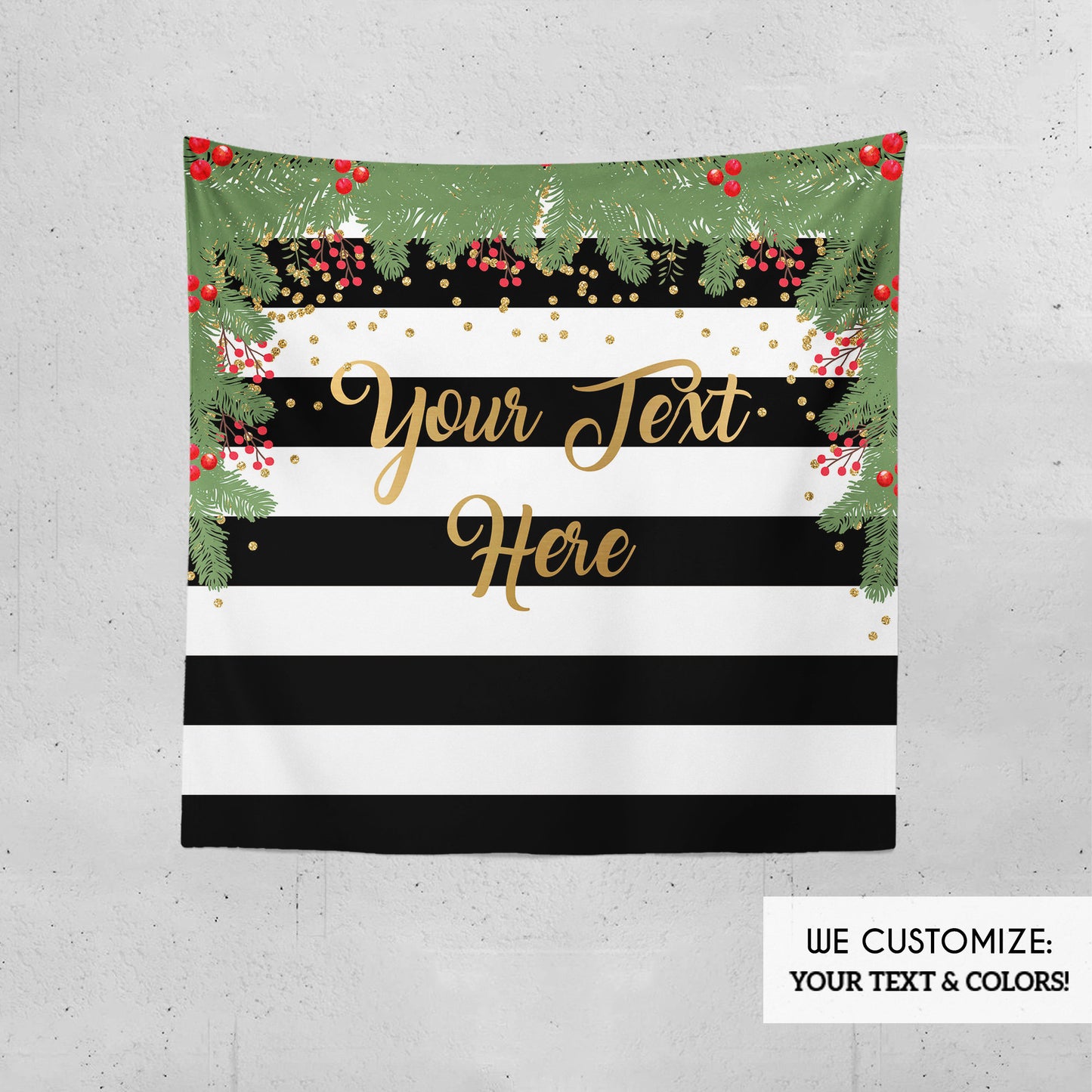 Christmas Photo Booth Backdrop, Christmas Party backdrop, CHEERS Festive Backdrop, Striped Holiday Banner, Printed BHO0012