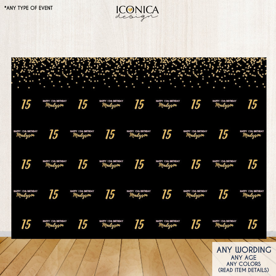 Birthday Photo Booth Backdrop Quinceanera Custom Step & Repeat Backdrop Red Carpet 15th Birthday Printed BBD0055