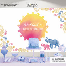 Load image into Gallery viewer, Moroccan Baby Shower Backdrop, Pink And Orange Watercolor Elephant Party Backdrop, Any Event, Printed Or Printable File Bbs0024
