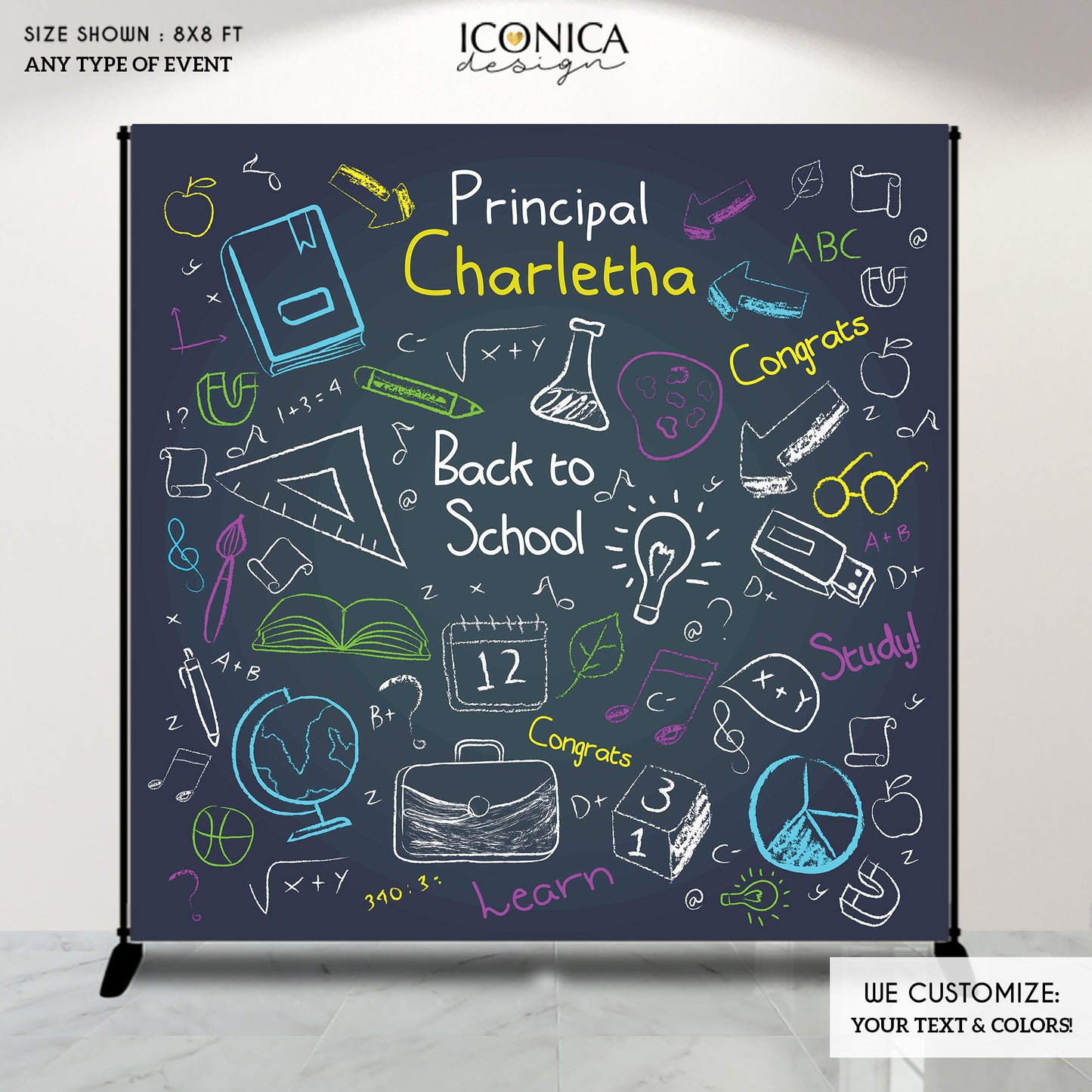 Virtual Retirement Photo Backdrop, Back to School Backdrop, Chalky Background, Scince Party Backdrop, New Job Party