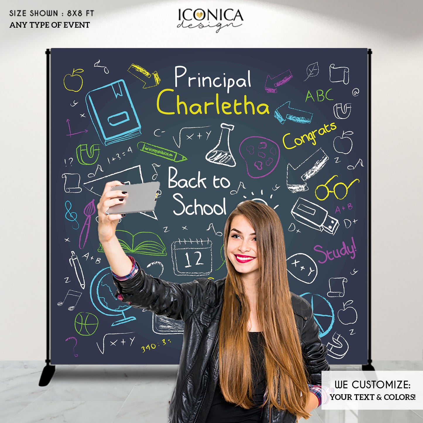 Virtual Retirement Photo Backdrop, Back to School Backdrop, Chalky Background, Scince Party Backdrop, New Job Party