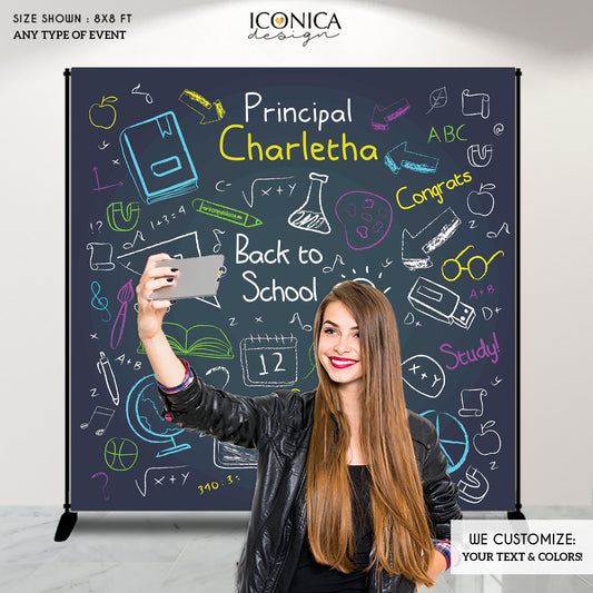 Virtual Retirement Photo Backdrop, Back to School Backdrop, Chalky Background, Scince Party Backdrop, New Job Party