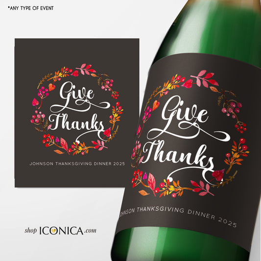 Holiday Champagne Labels,Thanksgiving Labels,Personalized Fall Party Labels,Bottle Labels,Thanksgiving Feast beer or wine labels