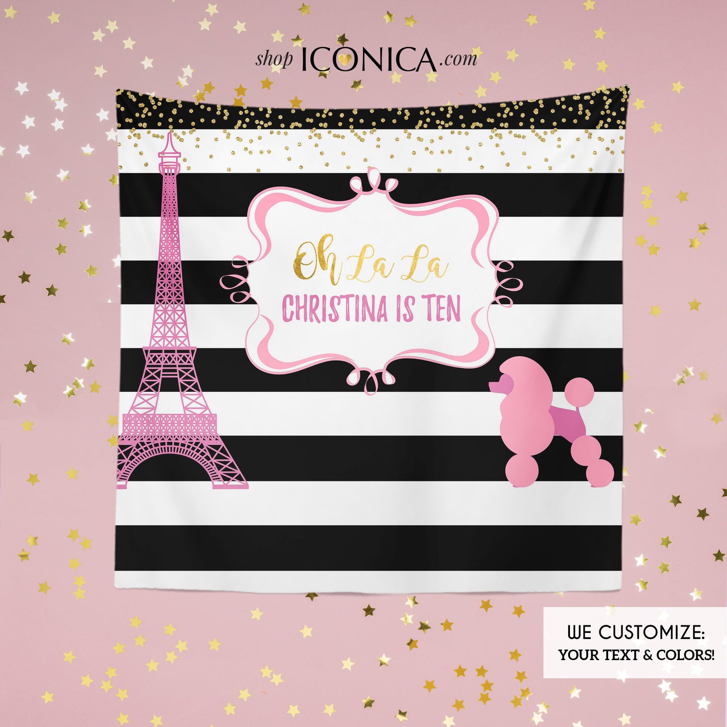 French Party Backdrop, Oh La La Paris Banner - Any age, Parisian Birthday Party banner, Printed or Printable File BBD0102