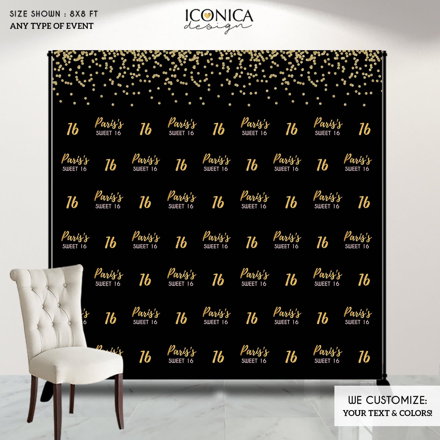 Birthday Photo Booth Backdrop Quinceanera Custom Step & Repeat Backdrop Red Carpet 15th Birthday Printed BBD0055