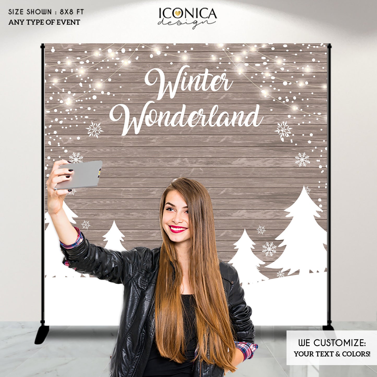 Winter Wonderland Backdrop,Rustic Wedding Backdrop,Woodland Party Backdrop,Winter Party, Printed BWD0020