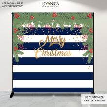 Load image into Gallery viewer, Christmas Photo Booth Backdrop, Christmas Party backdrop, CHEERS Festive Backdrop, Striped Holiday Banner, Printed BHO0014
