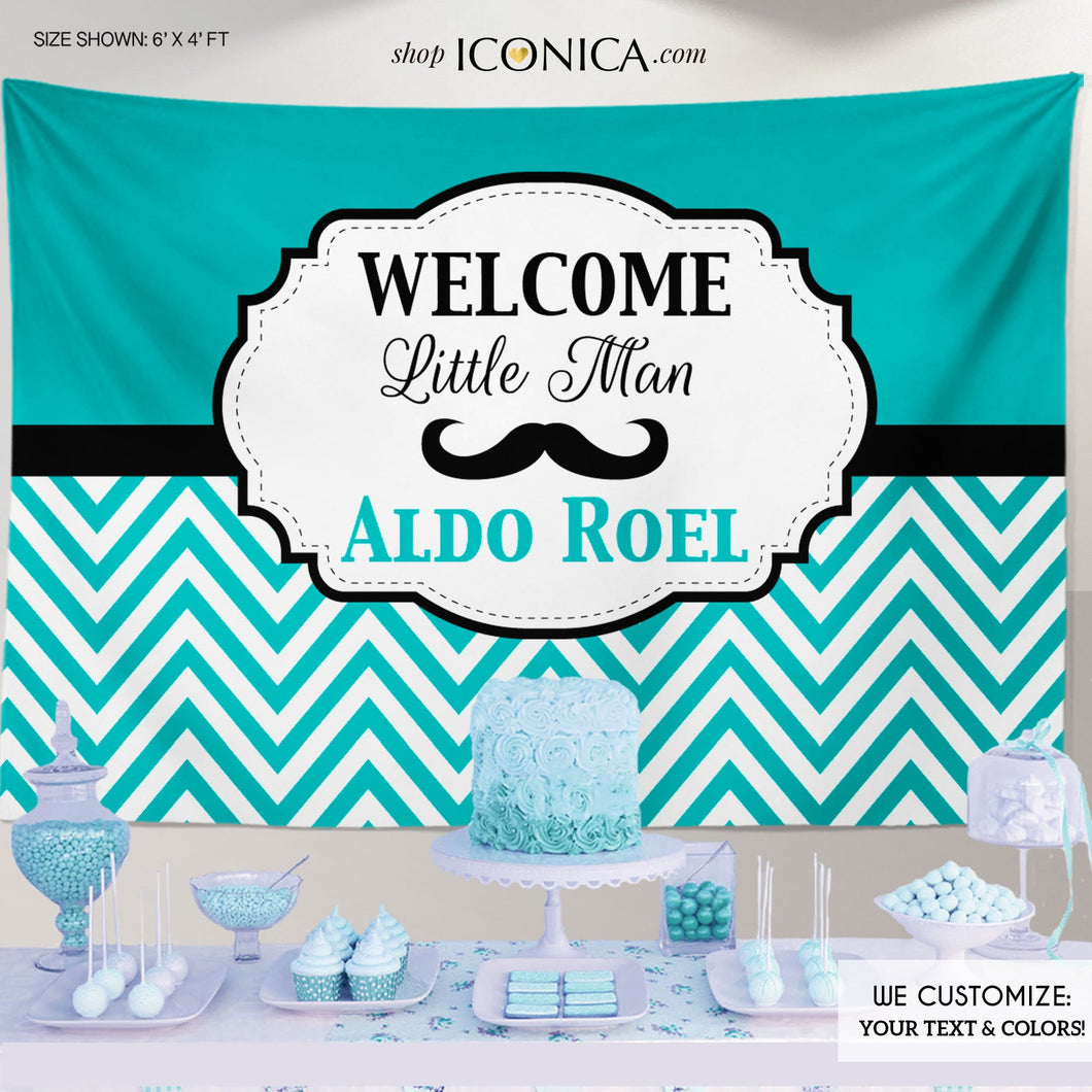 Little Man, Baby Shower Banner, Mustache Baby Shower Backdrop, Party Backdrop, Any Type Of Event, Any Age, Printed Or Printable, Bbs0010