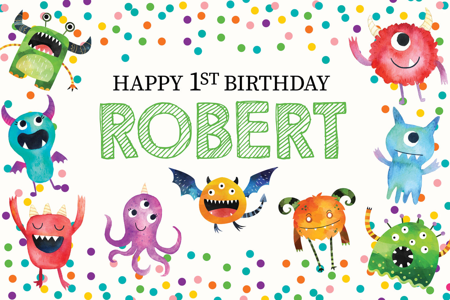 Monster Party Backdrop,Halloween Party Backdrop,Personalized Monster 1st Birthday Decor,Personalized Monster Banner, Printed Backdrop