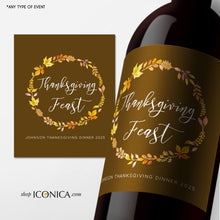 Load image into Gallery viewer, Thanksgiving Labels,Personalized Fall Party Labels,Bottle Labels,Champagne Labels,Thanksgiving Feast beer or wine labels,Adult Party Favors
