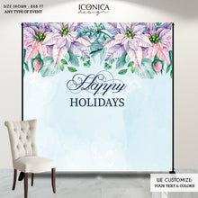Load image into Gallery viewer, Christmas Backdrop, Pastel Poinsettias Banner , Holiday Party Banner, Photo Backdrop Printed BHO0013 ,holiday decor
