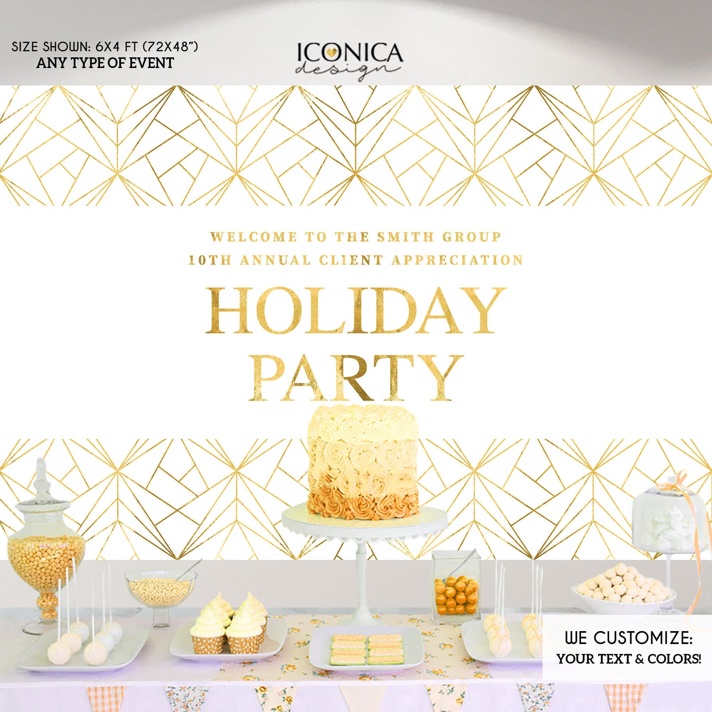 Holiday Party Backdrop,White and Gold Sparkles Party Backdrop,Elegant Corporate Backdrop, White Christmas, Printed BHO0010