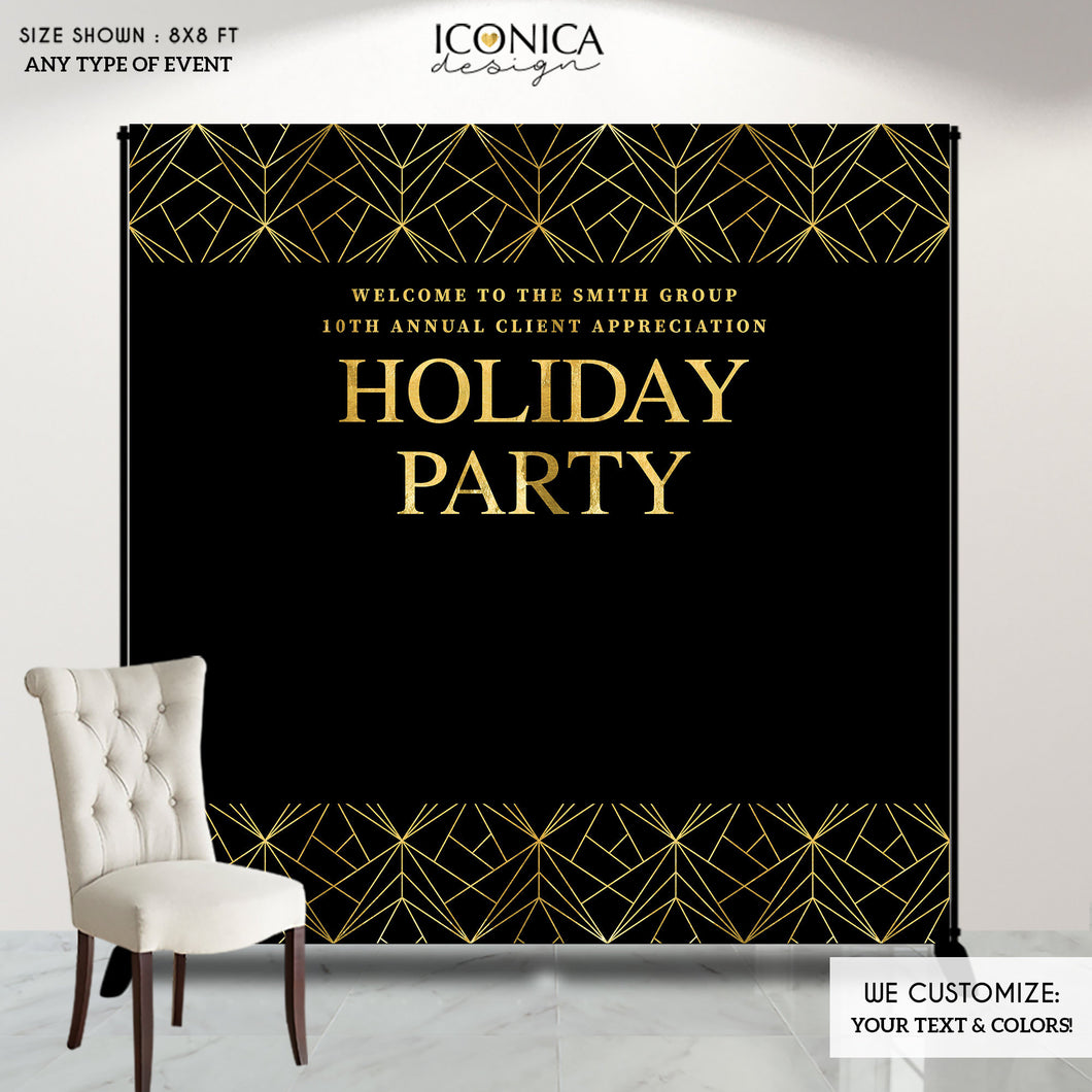 Holiday Party Backdrop, Black and Gold Sparkles Party Backdrop, Elegant Corporate Backdrop- Printed BHO0005 ,holiday decor