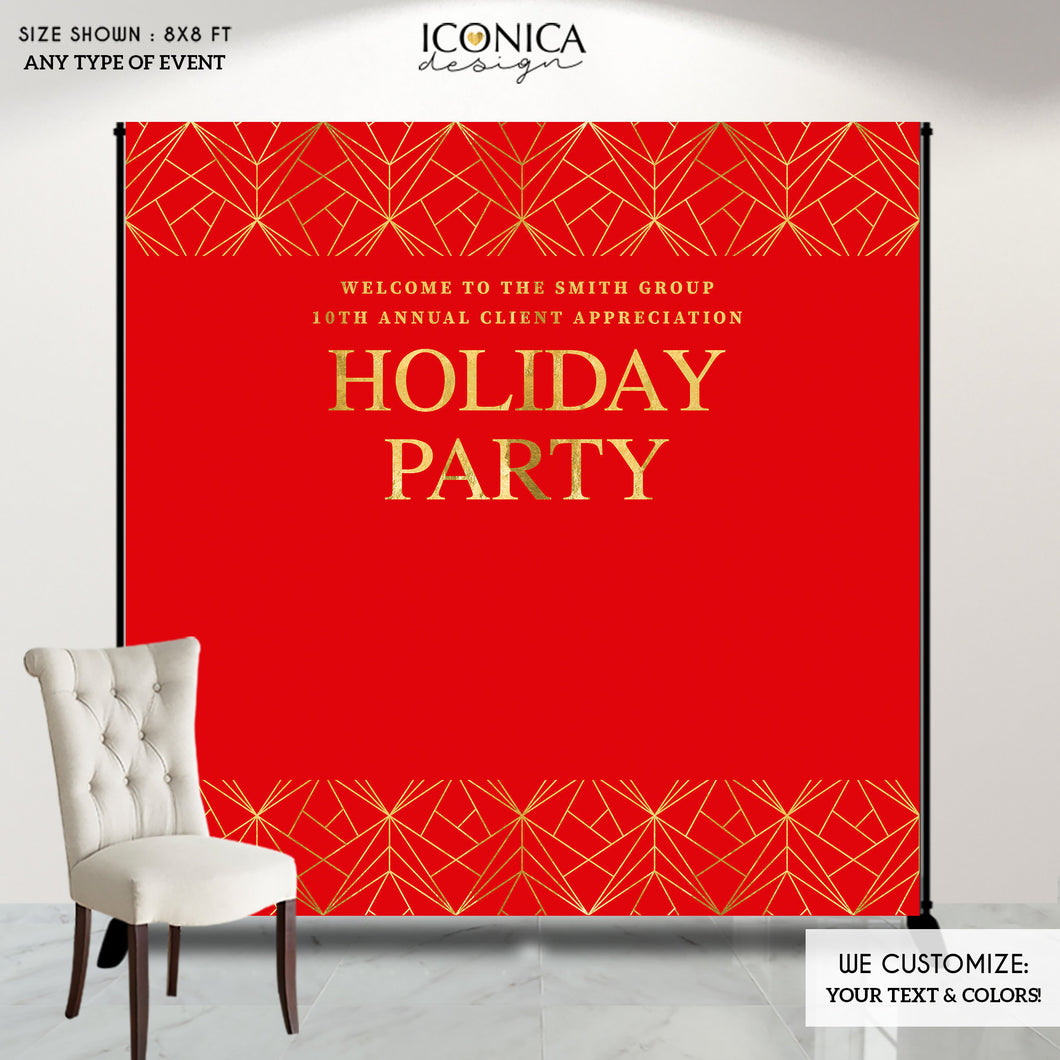 Holiday Party Backdrop, Red and Gold Sparkles Party Backdrop, Elegant Corporate Backdrop- Printed BHO0006 ,holiday decor