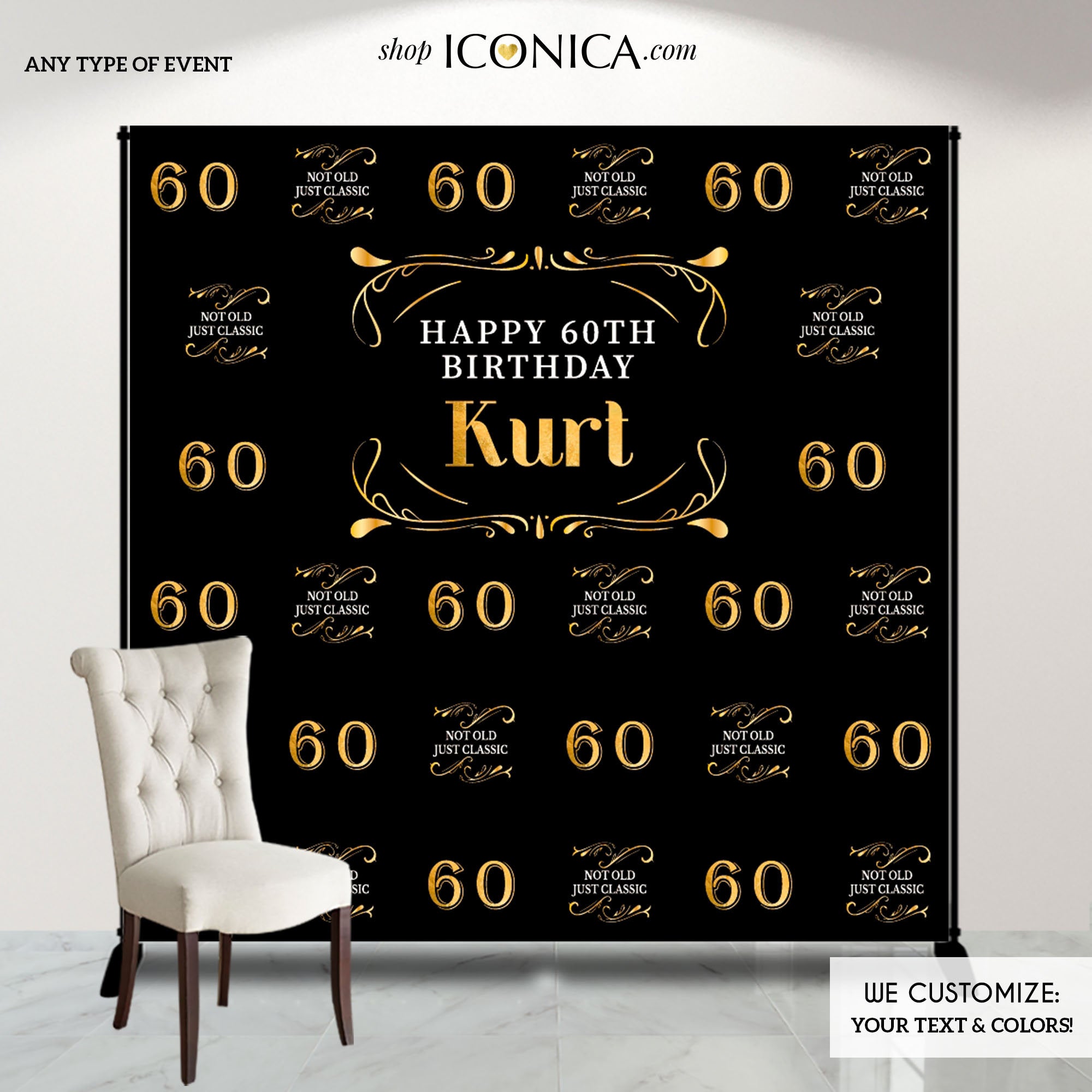 customized backdrop with name for birthday 50th birthday backdrop