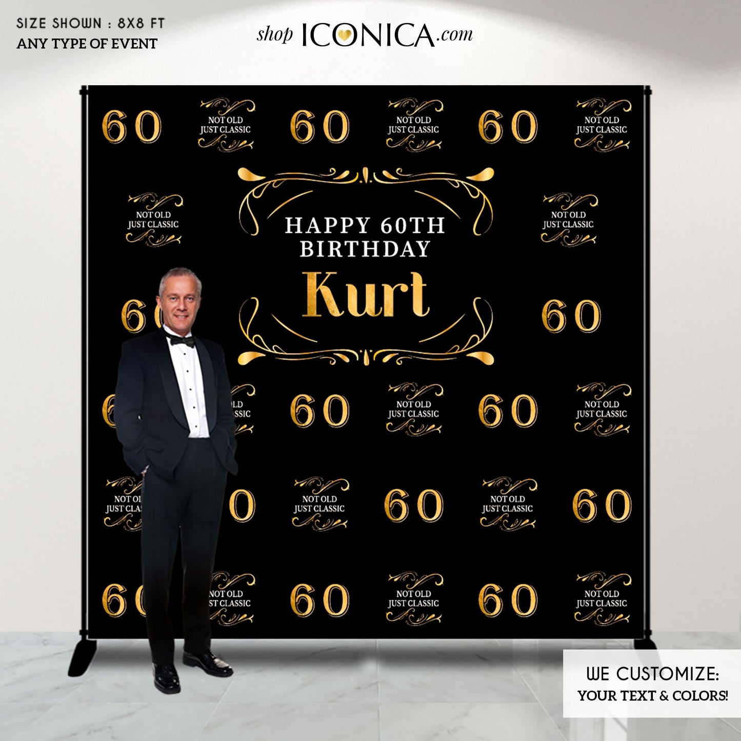 60th Birthday Backdrop, Not Old just CLASSIC banner, Milestone Birthday Backdrop , Aged to Perfection Custom Step And Repeat Backdrops, Personalized birthday, BBD0126