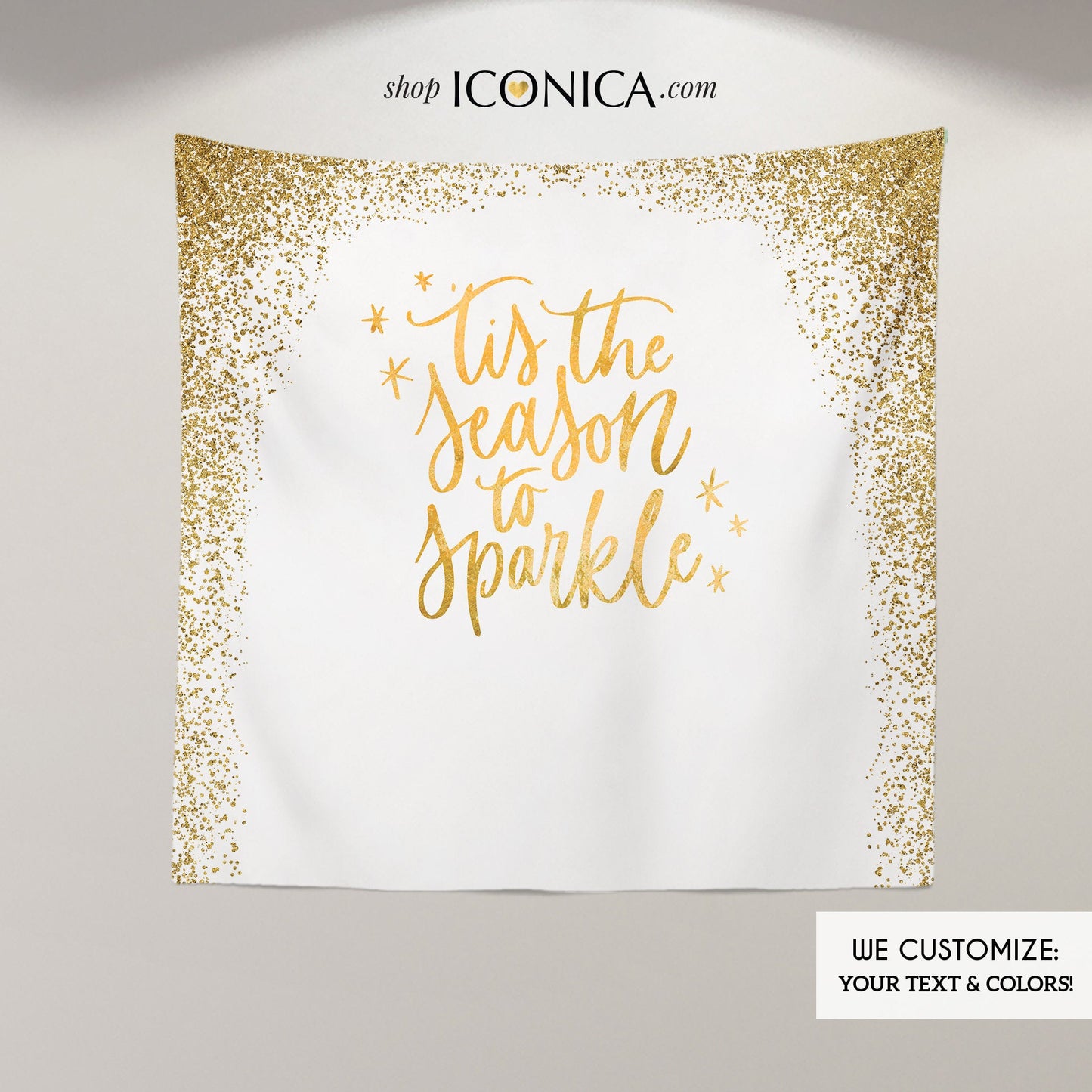 Christmas Party Backdrop,Gold Holiday Decor,Tis the Season to Sparkle ,Vinyl Printed Banner,Ready to Ship