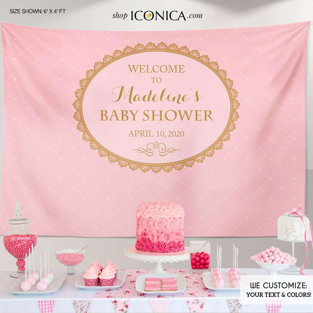 Princess Baby Shower, Royal Baby Shower It's a Girl Backdrop || Any Color | Party Banner Printed Or Printable File Bbd0037
