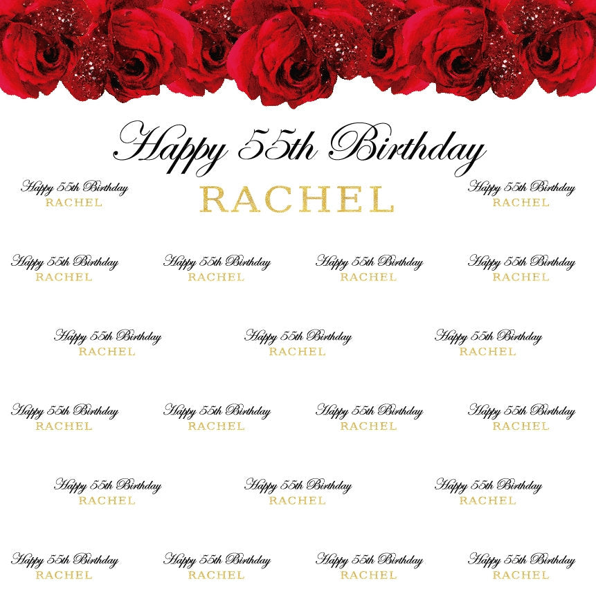 Wedding Backdrop, Red roses, Elegant Black and Gold Banner, Floral Wedding Decor, Floral photo backdrop, Printed BBS0050