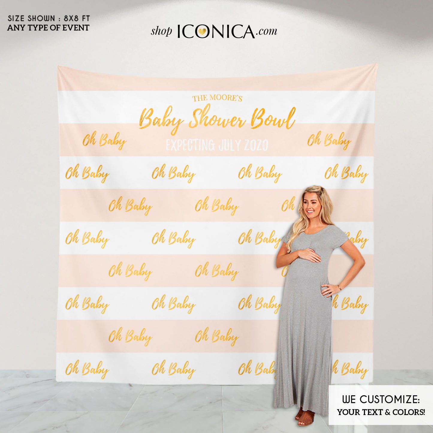 Shower Photo Booth Backdrop,  Oh baby Banner, Step and Repeat Baby Shower Backdrop or any type of event, Printed Or Digital File BBS0032