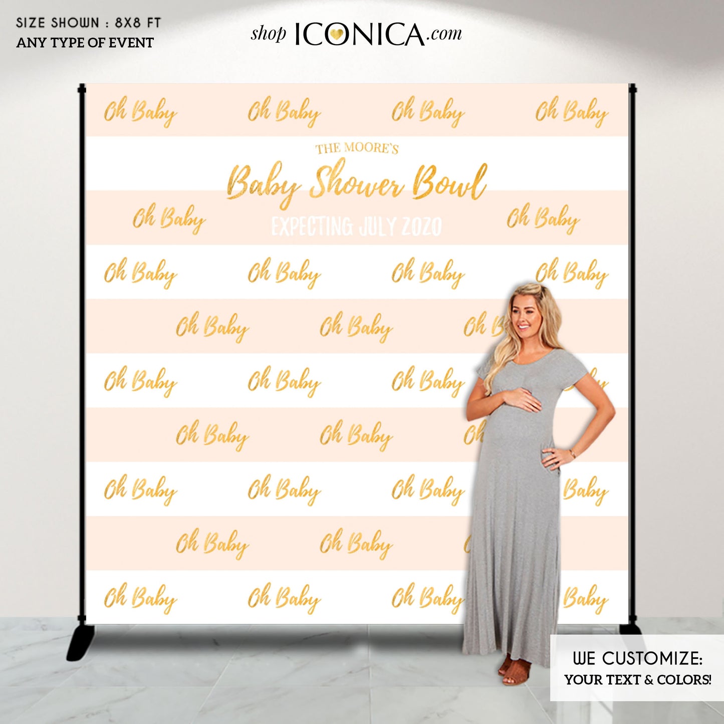 Shower Photo Booth Backdrop,  Oh baby Banner, Step and Repeat Baby Shower Backdrop or any type of event, Printed Or Digital File BBS0032