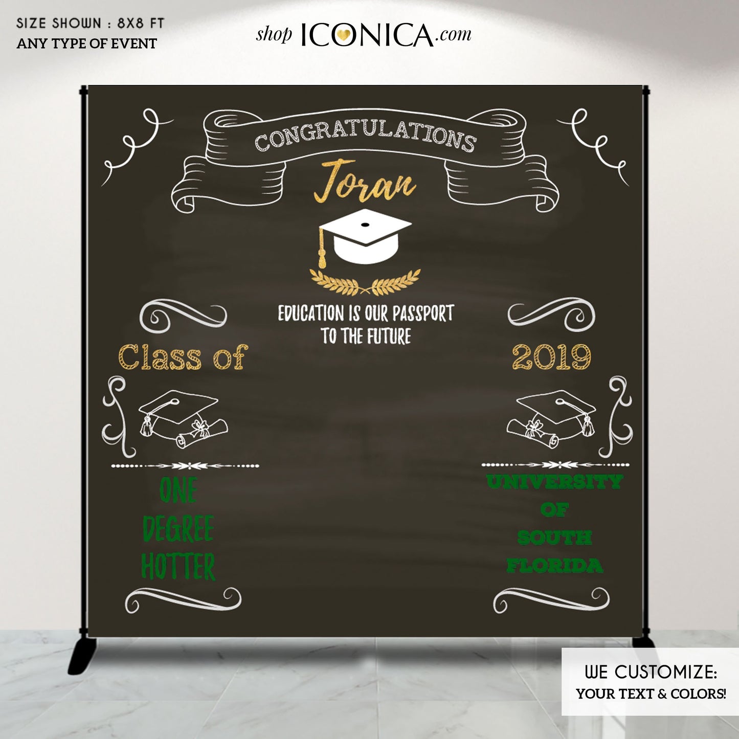 Graduation Party Photo Booth Backdrop, Virtual Graduation, Personalized Banner, Congrats Grad Decor, Printed