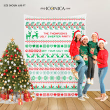 Load image into Gallery viewer, Ugly Sweater Party Backdrop,ugly sweater backdrop,Ugly Sweater Photo Booth Backdrop,Ugly Sweater Party Decorations,Printed Festive backdrop
