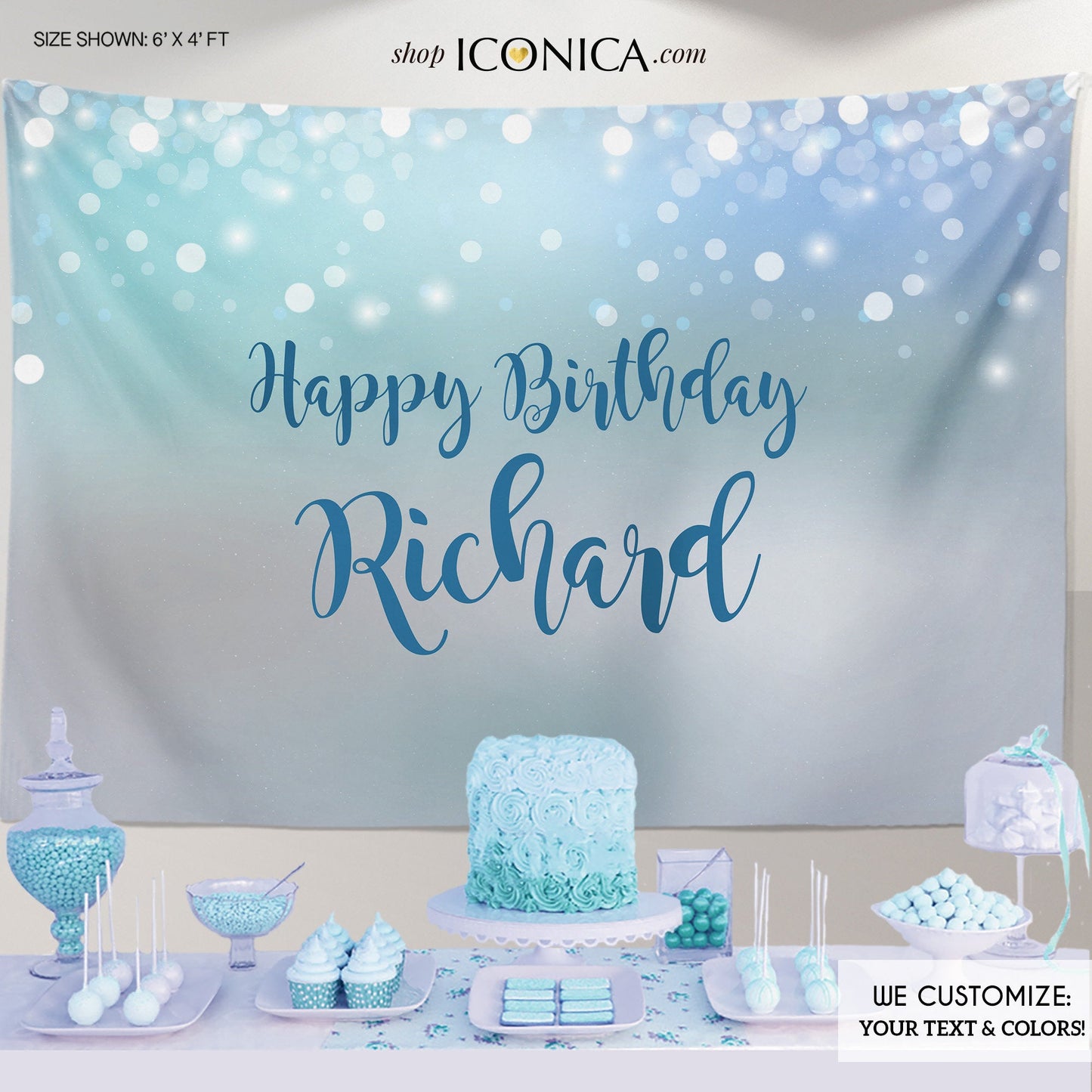 Happy Birthday Party Backdrop, Silver Sparkles, Glitter, Party Banner Happy Birthday Banner, Printed Or Printable File BBD0078