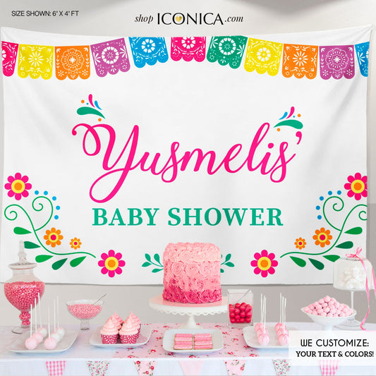 Fiesta themed Backdrop, Baby Shower or Bridal Shower Fiesta, Mexican Theme, Cinco de Mayo Decor, Virtual Backdrop