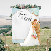 Load image into Gallery viewer, Agate stone backdrop for wedding, modern wedding photo backdrop,Fabric Backdrop,Engagement party Personalized backdrop BWD0030
